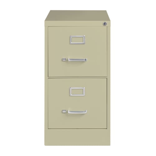 Hirsh 26.5" Deep 2 Drawer Letter Width Vertical File Cabinet, Commercial Grade, Putty